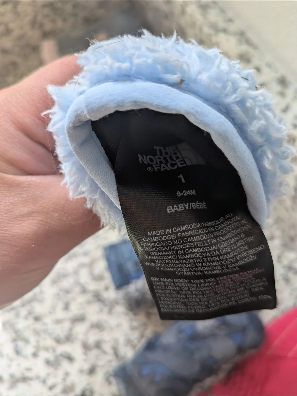 The North Face Light Blue Sherpa Baby Mittens